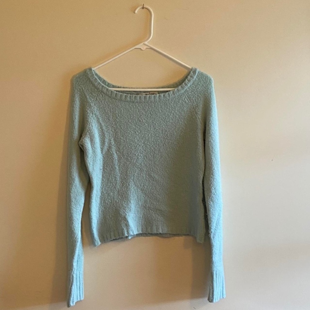 Soft Baby Blue Boat Neck Sweater